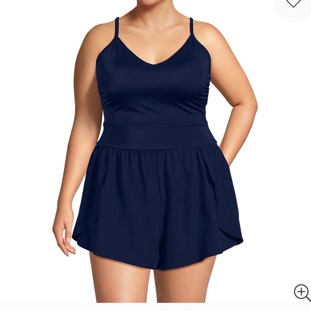 Lands' End Women's tugless strappy x back swim romper